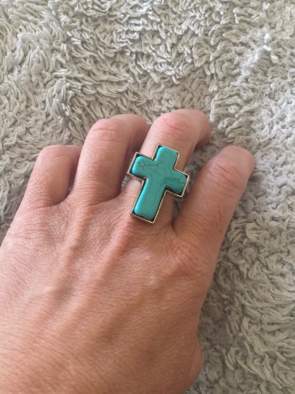 Turquoise Cross Statement Ring